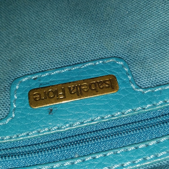 Designer Isabella Fiore blue teal leather handbag - Picture 6 of 7